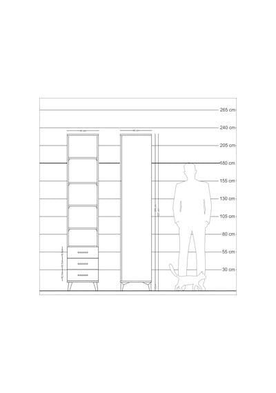 Hyperion Dolap 5 Raflı 3 Çekmeceli 44x44x221 Antrasit-çam Antrasit