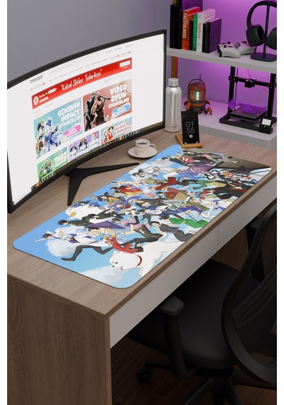 Gintama Anime V3 - 90x40 Xxl Gaming Kauçuk Kaymaz Taban Mouse Pad Fare Altlığı