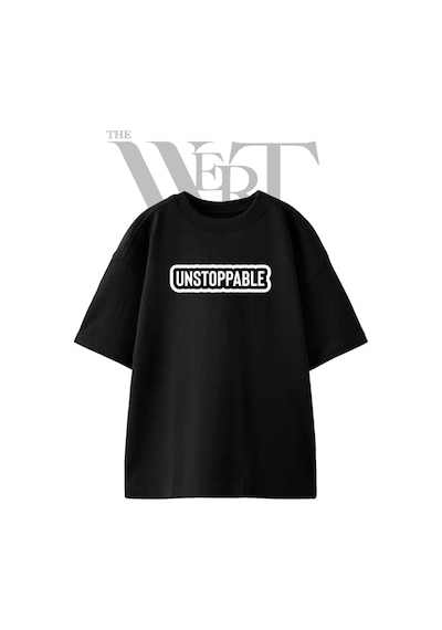 Thewert Unstoppable Tasarım Baskılı Ünisex Siyah Oversize T-shirt