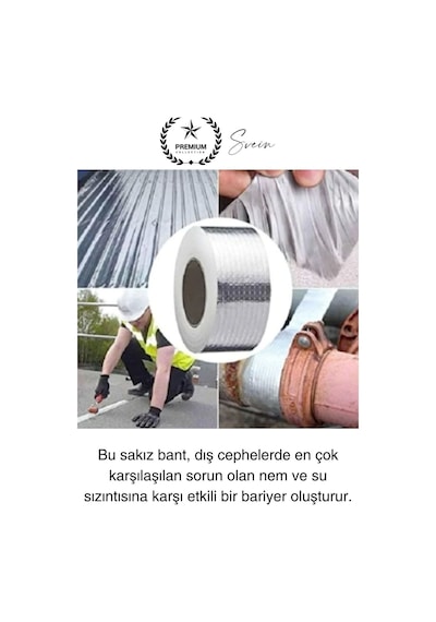 Ekstra Güçlü 2 Mt Dış Cephe Su Geçirmez Sakız Bant Sızıntı Çamur Bandı Sızdırmaz 5 Adet Diğer