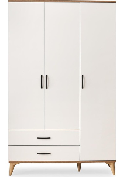Kumsal 3 Kapılı 2 Çekmeceli Gardrop Elbise Dolabı 120x48x195cm 001