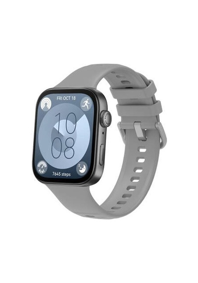 Huawei Watch Fit 3 Band Serisi Klasik Kordon Silikon Strap Kayış - Gri