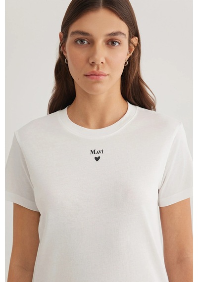 Mavi Bayan T Shirt 1601185-33389 Krem Krem