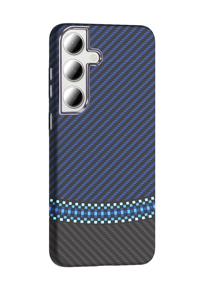 Zore Galaxy Uyumlu S24 Fe Kılıf M-safe Şarj Özellikli Karbon Fiber Görünümlü Ogaa Gros Kapak - Siyah-lacivert N/a