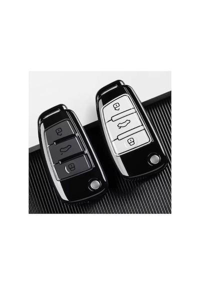 Audi A1 A3 8p 81 A4 A5 B6 B7 B8 A6 A7 C5 C6 4f Q3 Q5 Q7 Sustlı Lüx Anahtar Koruma Kılıfı Gri / Beyaz
