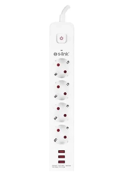 Hubrendy Sh S-link Spg403u 1.5 Metre 4lü Anahtarlı Akım Korumalı Usb Girişli 0