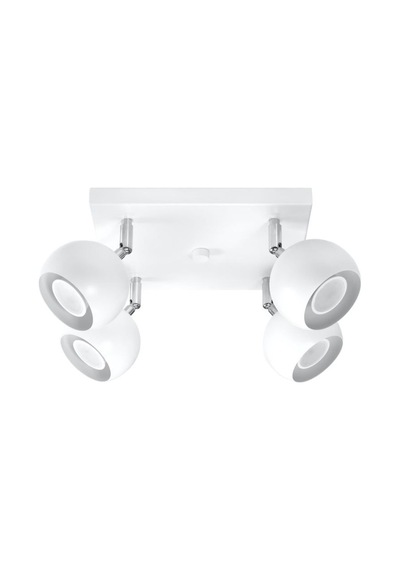 Rsylight Retro Beyaz Kare 180 Derece Hareketli Modern Spor 4 Lü Led Spot Avize Beyaz Ampullü Beyaz