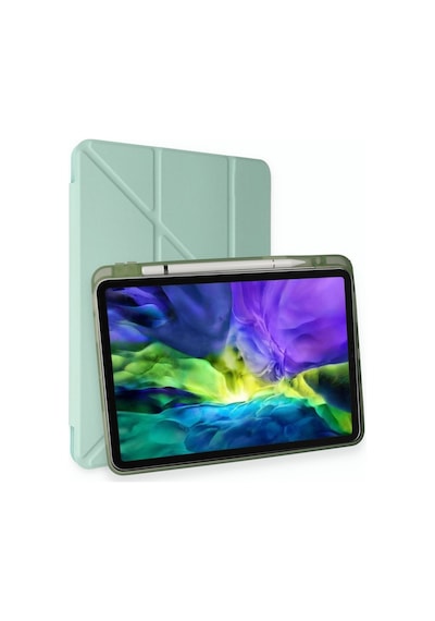 Apple iPad Uyumlu Pro 12.9 2021 Kılıf Kalemlikli Mars Tablet Kılıfı - Açık Yeşil Diğer