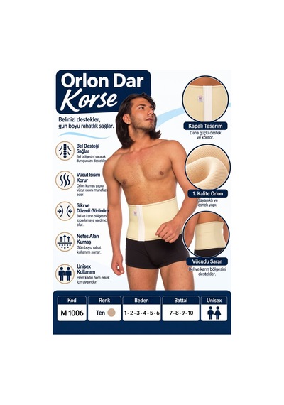 Orlon Dar Korse Unisex Bel Ve Karın Destek Korsesi M 1006 - Rylks Standart