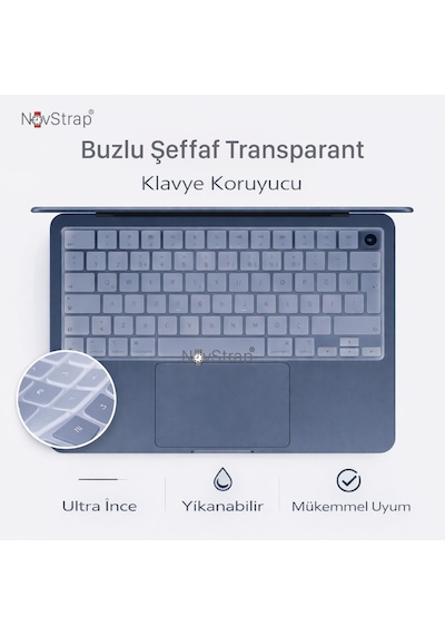 Novstrap Apple Uyumlu Macbook Neo 13 İnç A18 Çip A3404 İle Türkçe Q Klavye Koruyucu Şeffaf Kılıf Şeffaf