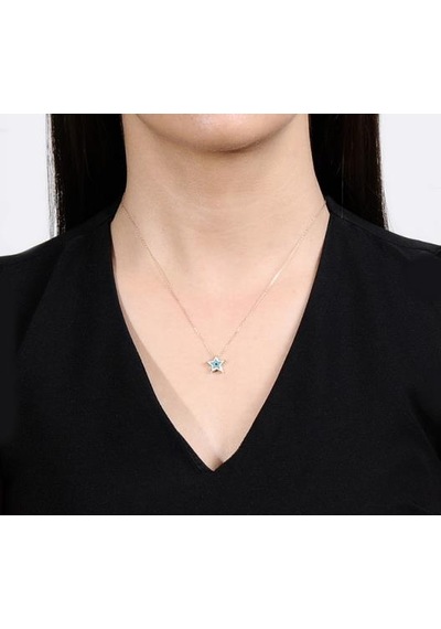 Diamond Line-Gülaylar - Pembe Altın 14 Ayar Yıldız Kolye N11.25057