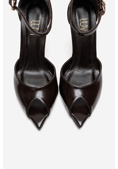 Luvishoes Dona Kahverengi Cilt Kadın İnce Topuklu Ayakkabı