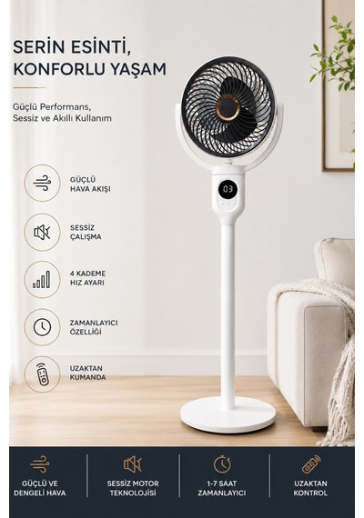 Gold Silver Gs-289 Akıllı Şarj Edilebilir Vantilatör