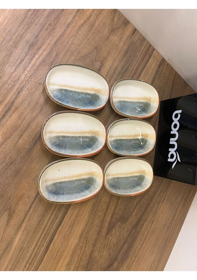 6'lı Fium 10cm Hygge Oval Dish Kahvaltı/sos/meze/aperatif/reçel Tabak Çok renkli
