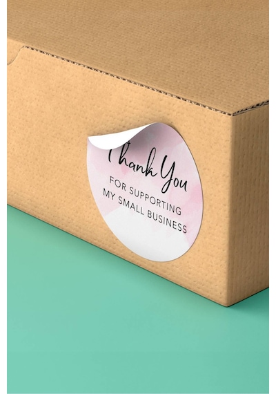 Pembe Thank You Hediye Kargo Paketleme Sticker 3x3cm St2122 Çok Renkli