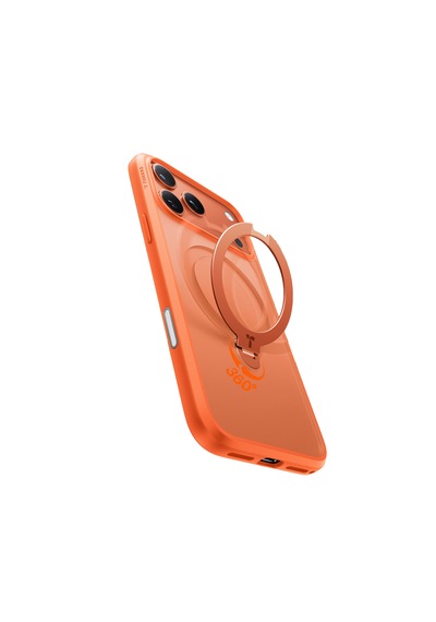 Torras Apple iPhone Uyumlu 17 Pro O Stand Spin Serisi Magsafe Kılıf Turuncu
