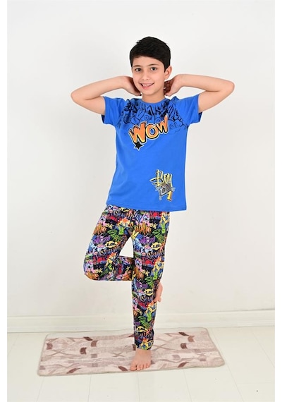 Vitmo erkek çocuk kısa kollu pijama takımı wow model lacivert