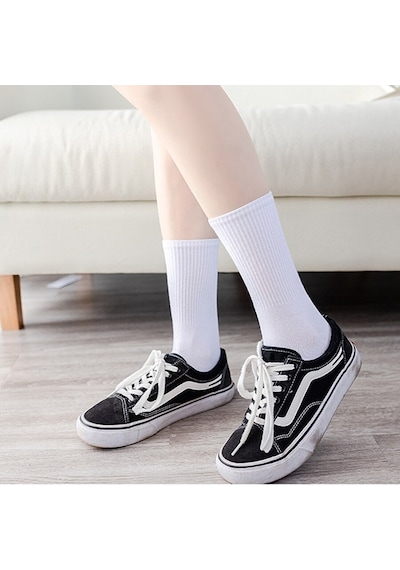 Bgk Unisex Kolej Düz Desensiz Çorap Beyaz 6 Adet Beyaz