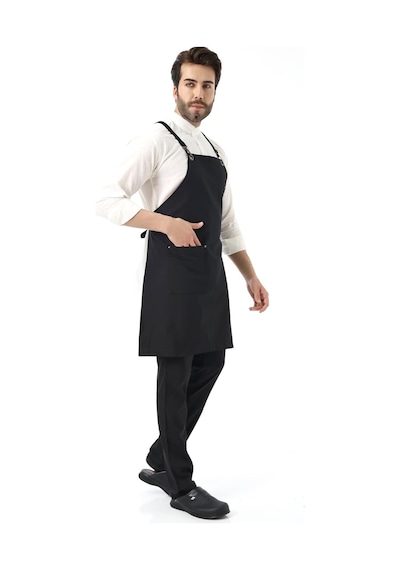 Barista Askılı Önlük Tek Cepli - Siyah-7140 Siyah