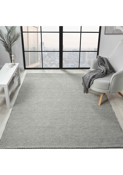 Açık Gri Siyah Melanj Noktalı Modern Halı - Dk710gcw