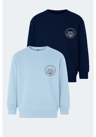 Slazenger Lone 2 Li Set Unisex Çocuk Lacivert - Mavi Sweatshirt Lacivert - Mavi