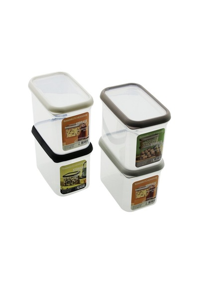 Qlux L-00974 Bomonti Dikdörtgen Plastik Saklama Kabı 1900 Ml- 12'li Paket