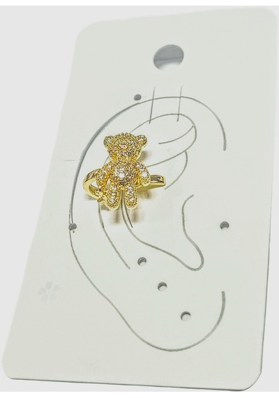 Earcuff Çelik Zirkon Taşlı Teddy Model Altın Renk Kıkırdak Küpe Altın