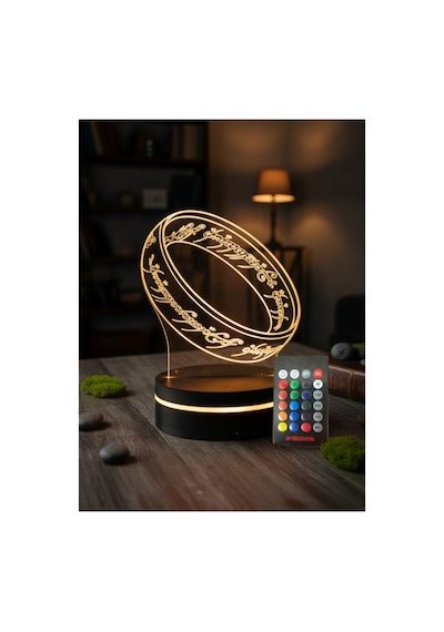 Yüzüklerin Efendisi Tek Yüzük 3d Led Gece Lambası Kumandalı 10 Renk Dekor Işık