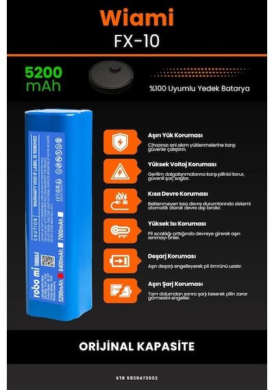 Wiami Fx-10 5200mah Robot Süpürge Bataryası