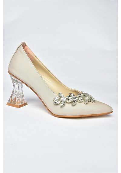 Fox Shoes Ten Saten Kumaş Taşlı Kadın Ayakkabı M246014004 Ten
