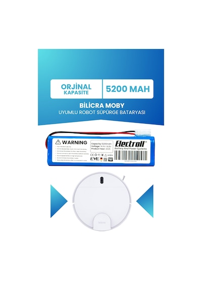 Bilicra Moby Batarya Standart Kapasite 5200mah Pil Robot Süpürge Bataryası