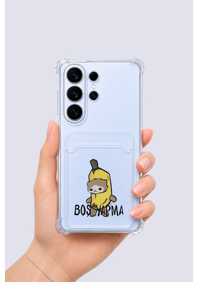 Samsung Uyumlu Galaxy S26 Ultra Kartlıklı Boş Yapma Desenli Kılıf Şeffaf