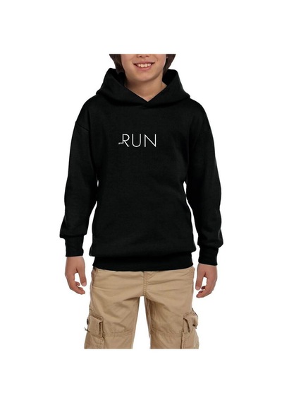 Zepplin Giyim Run Siyah Çocuk Kapşonlu Sweatshirt