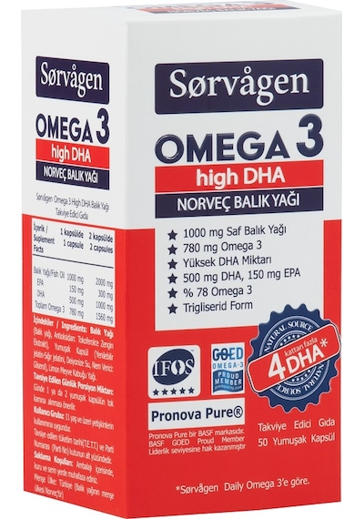 Sorvagen Omega 3 High Dha Saf Norveç Balık Yağı. 50 Kapsül. 1000