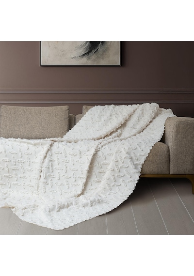 Ponela Koltuk Örtüsü Kaymaz Bohem Punch Kabartmalı 3 Boyutlu 175x350 Cm X- Large Kaymaz, Ekru