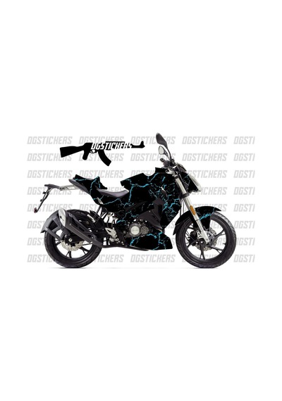 Benelli 125s Şimşek Mavi Siyah Tasarım Sticker Etiket Modeli