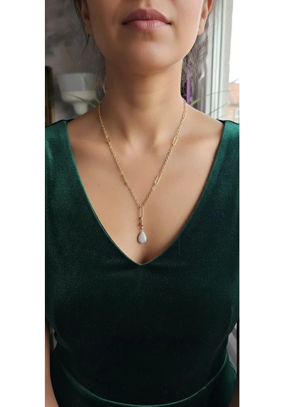 Slowshe 14 K Gold Kaplama Damla Vıp Kolye Zincir Uzunluğu: 45 Cm Gold