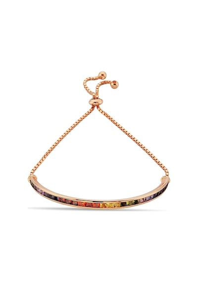 925 Ayar Gümüş Renkli Baget Taşlı Asansörlü Bileklik - B083801 Rose Gold