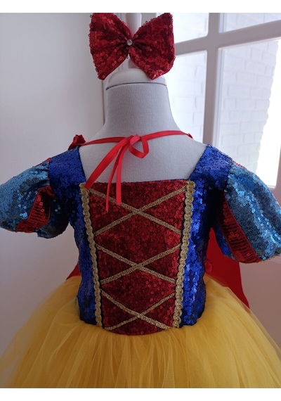 Watca Butik Çocuk Sarı Pamuk Prenses Kostüm Seti 2 -12 Yas Kırmızı Mavi Sarı