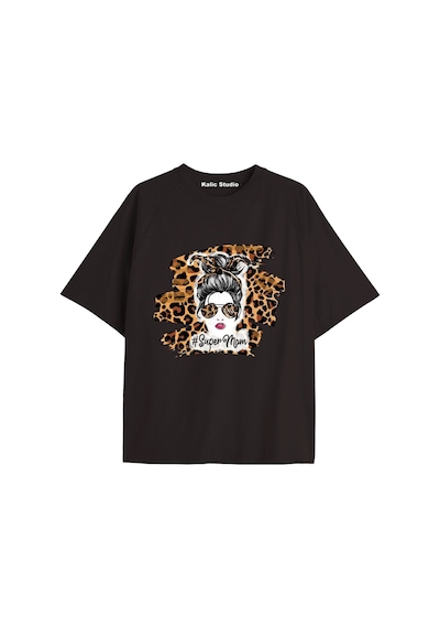 Kalic Studio Y2k Vintage Leopar Baskılı Siyah T-shirt Kod 180 Siyah-180