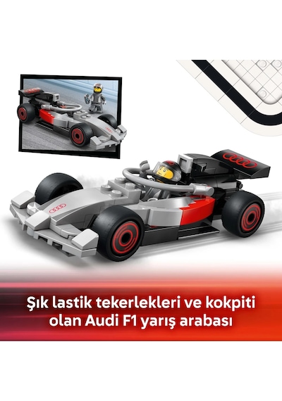 LEGO® City Audi F1® Yarış Arabalı F1® Sergileme Kamyonu 60493 – 7 Yaş Üzeri için Minifigür İçeren Oyuncak Yapım Seti (508 Parça)