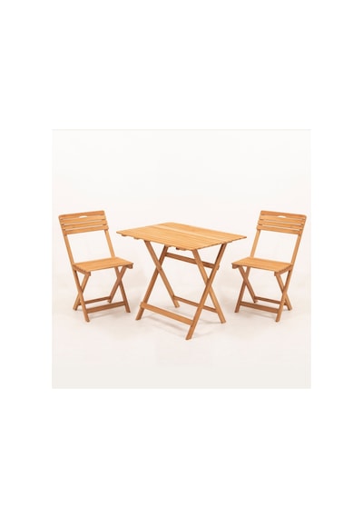 Meya Dekor Balkon Bahçe 60x80 Cm Masa 3 Lü Katlanabilir Bistro Set 2 Sandalye 1 Bahçe 60x80 Cm Masa Ahşap
