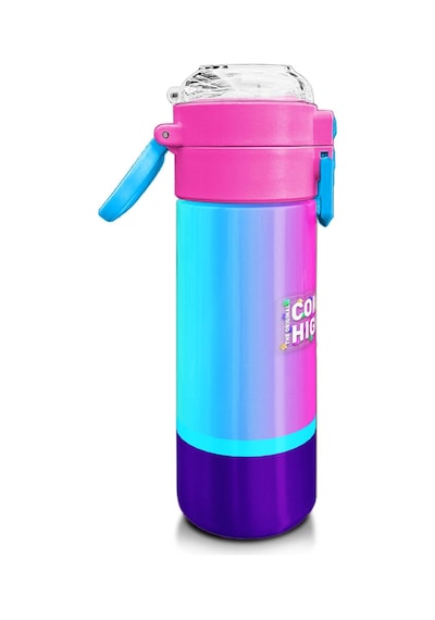 Coral High Kids Renkli Çizgili Pipetli Ve Direkt İçim Çelik Termos 500 Ml 31836 Mavi - Mercan