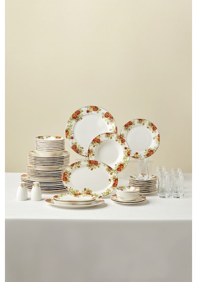Karaca Elegance Bone Montebello 60 Parça 8 Kişilik Yemek Takımı Ve Kahvaltı Seti Renkli