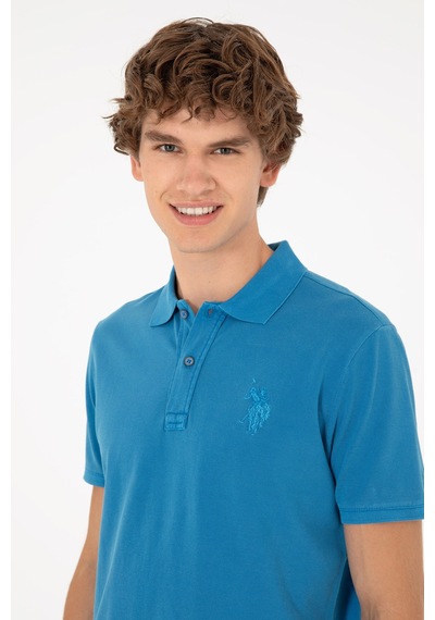 U.S. Polo Assn. Erkek Slim Fit Polo Yaka Saks Basic Tişört 50279591-VR045