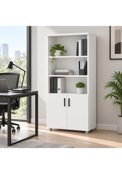 Ahşap 2 Kapaklı Büyük Dolap 80x38x190 Cm Enter Yarım Kapaklı - Beyaz