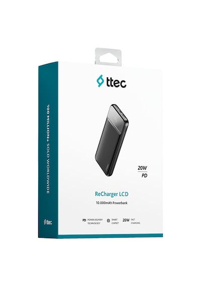 Ttec Recharger Lcd 10.000mah Pd 20w Taşınabilir Hızlı Şarj Aleti/powerbank - 2bb233s Siyah