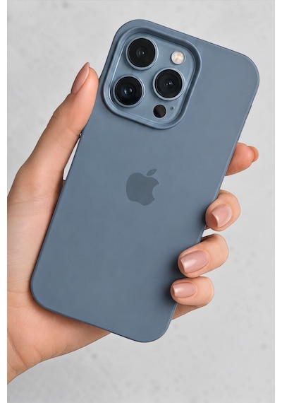 Iphone 16 Pro Uyumlu Kılıf Logolu Lansman Yumuşak Içi Kadife Silikon Kapak Füme