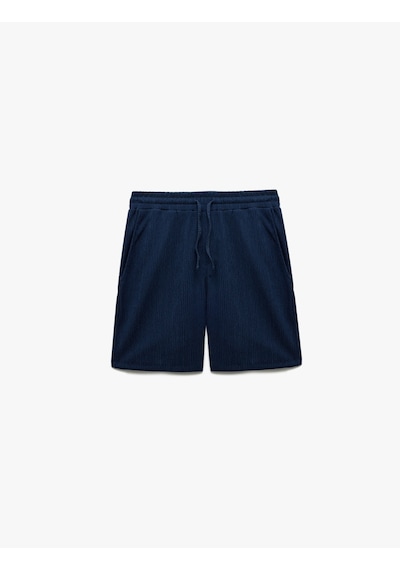 Koton Dokulu Oversize Bermuda Beli Bağcıklı Spor Şort Lacivert 5sam40058nk Lacivert