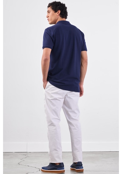 Dufy Lacivert Polo Yaka Pamuklu Düz Renk Slim Fit Erkek T-shirt Lacivert